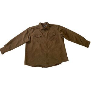 George Mens Sueded Brown Button-Up Shirt XL 46/48 100% Polyester